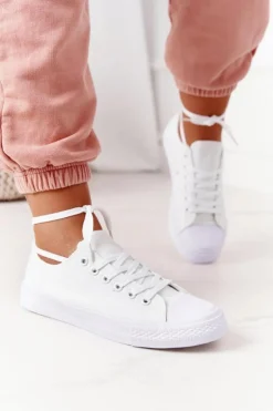 Boto Trampki Damskie Niskie*Damskie Klasyczne Trampki Białe Omerta Biały