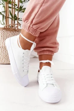 Boto Trampki Damskie Niskie*Damskie Klasyczne Trampki Białe Omerta Biały