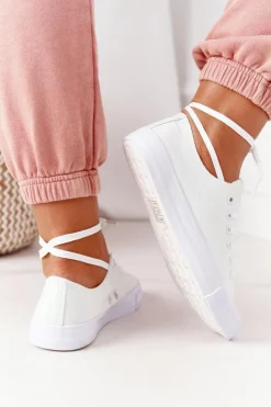 Boto Trampki Damskie Niskie*Damskie Klasyczne Trampki Białe Omerta Biały