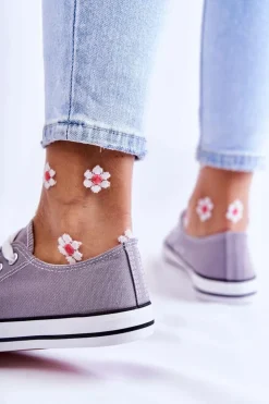 Discount Boto Damskie Klasyczne Trampki Wiązane Szare Be Mine