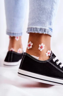 Boto Trampki Damskie Niskie*Damskie Klasyczne Trampki Wiązane Czarne Be Mine