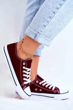 Damskie Boto Damskie Klasyczne Trampki Bordowe Omerta