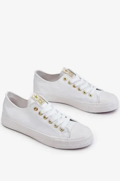 Damskie Evento Damskie Klasyczne Trampki Biało-Złote Ecoma