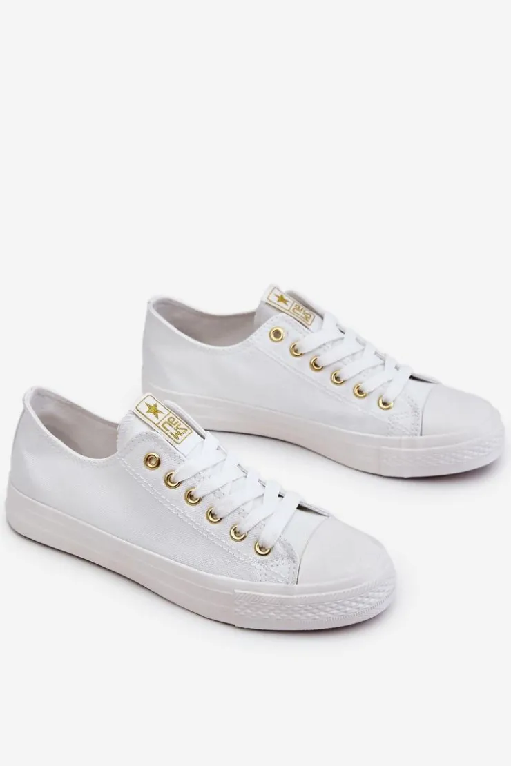 Damskie Evento Damskie Klasyczne Trampki Biało-Złote Ecoma