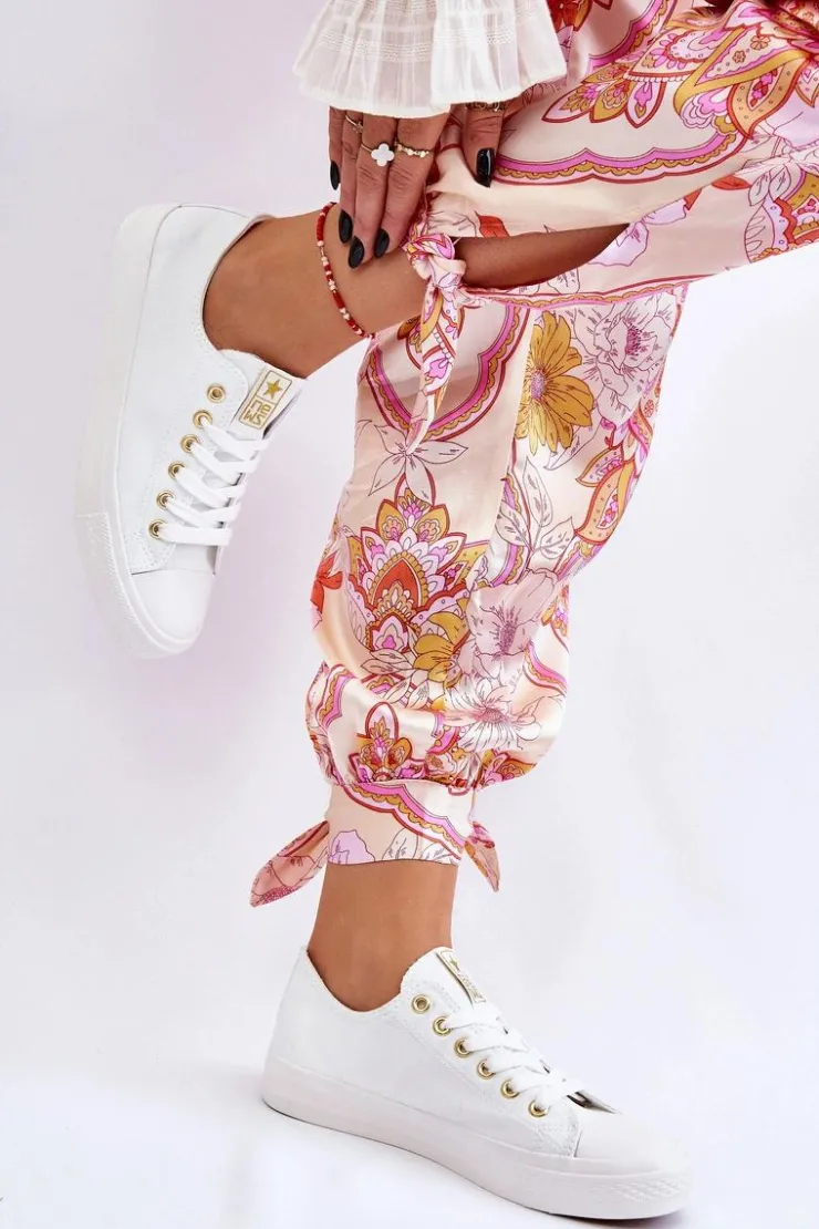 Damskie Evento Damskie Klasyczne Trampki Biało-Złote Ecoma