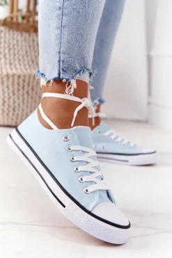 Boto Damskie Klasyczne Trampki Błękitne Omerta