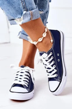 Boto Trampki Damskie Niskie*Damskie Klasyczne Trampki Granatowe Omerta Niebieski