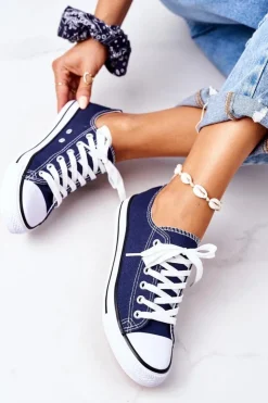 Boto Trampki Damskie Niskie*Damskie Klasyczne Trampki Granatowe Omerta Niebieski