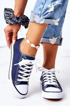 Boto Trampki Damskie Niskie*Damskie Klasyczne Trampki Granatowe Omerta Niebieski