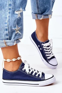 Boto Trampki Damskie Niskie*Damskie Klasyczne Trampki Granatowe Omerta Niebieski