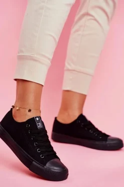 Clearance Evento Damskie Klasyczne Trampki Czarne Ecoma