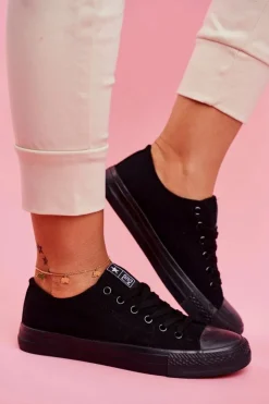 Clearance Evento Damskie Klasyczne Trampki Czarne Ecoma