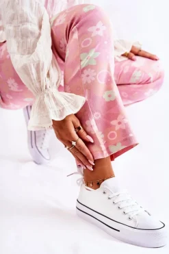 Boto Trampki Damskie Niskie*Damskie Klasyczne Trampki Na Platformie Białe Conelle