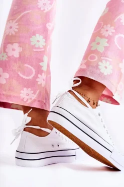 Boto Trampki Damskie Niskie*Damskie Klasyczne Trampki Na Platformie Białe Conelle