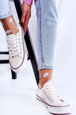 Damskie Boto Damskie Klasyczne Trampki Wiązane Białe Be Mine