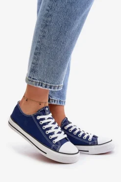 Clearance Boto Damskie Klasyczne Trampki Granatowe Ecoma Niebieski