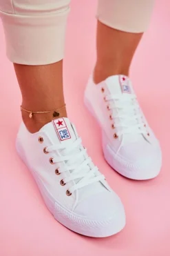 Damskie Evento Damskie Klasyczne Trampki Białe Ecoma