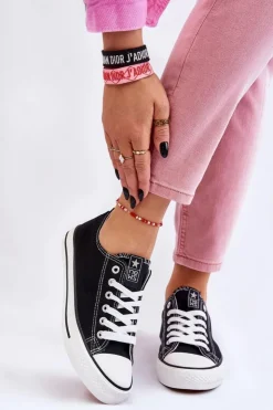 Clearance Evento Damskie Klasyczne Trampki Czarno-Białe Ecoma