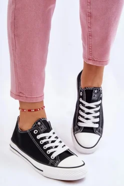 Clearance Evento Damskie Klasyczne Trampki Czarno-Białe Ecoma