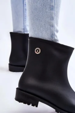 Boto Damskie Klasyczne Wsuwane Kalosze Czarne Floriana