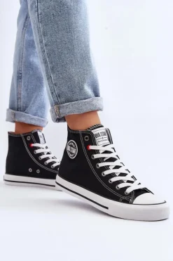 Damskie Big Star Shoes Damskie Klasyczne Wysokie Trampki Big Star T274027 Czarne