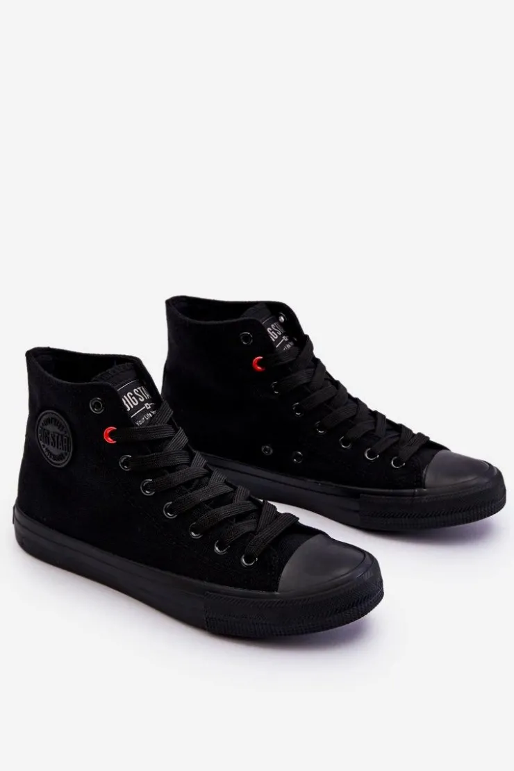 Big Star Shoes Trampki Damskie Big Star|Trampki Damskie Wysokie*Damskie Klasyczne Wysokie Trampki Big Star T274033 Czarne Czarny