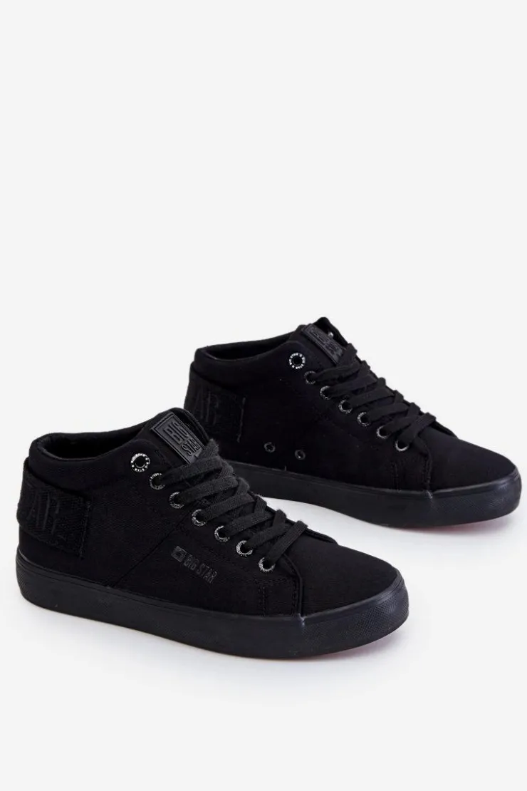 Big Star Shoes Trampki Damskie Big Star|Trampki Damskie Wysokie*Damskie Klasyczne Wysokie Trampki Big Star LL274001 Czarne Czarny