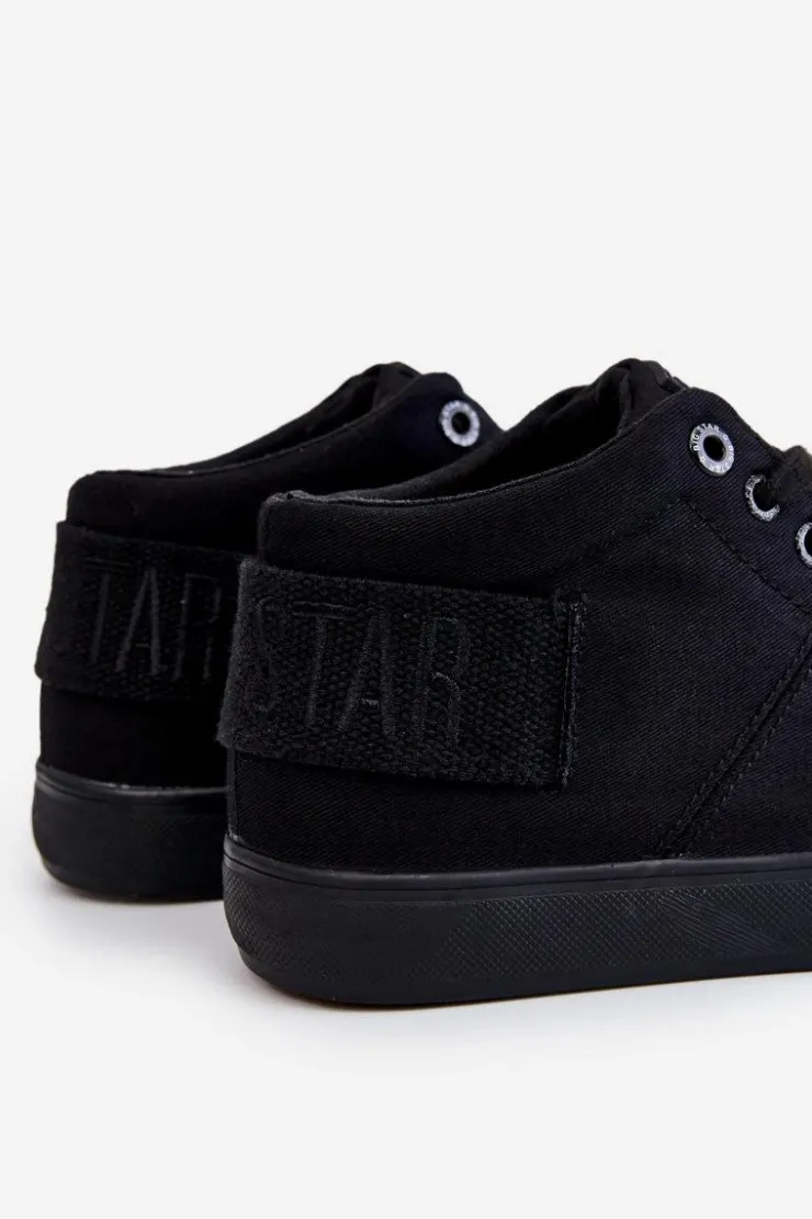 Big Star Shoes Trampki Damskie Big Star|Trampki Damskie Wysokie*Damskie Klasyczne Wysokie Trampki Big Star LL274001 Czarne Czarny