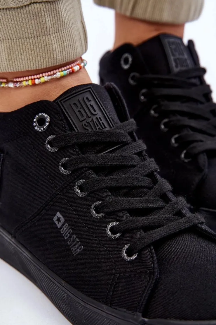 Big Star Shoes Trampki Damskie Big Star|Trampki Damskie Wysokie*Damskie Klasyczne Wysokie Trampki Big Star LL274001 Czarne Czarny