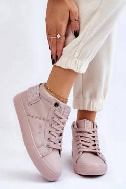 Big Star Shoes Trampki Damskie Big Star|Trampki Damskie Wysokie*Damskie Klasyczne Wysokie Trampki Big Star LL274004 Nude