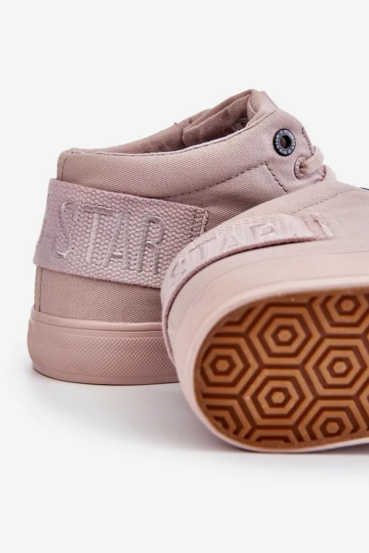 Big Star Shoes Trampki Damskie Big Star|Trampki Damskie Wysokie*Damskie Klasyczne Wysokie Trampki Big Star LL274004 Nude