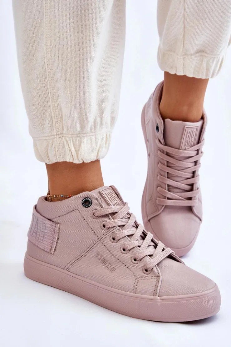 Big Star Shoes Trampki Damskie Big Star|Trampki Damskie Wysokie*Damskie Klasyczne Wysokie Trampki Big Star LL274004 Nude