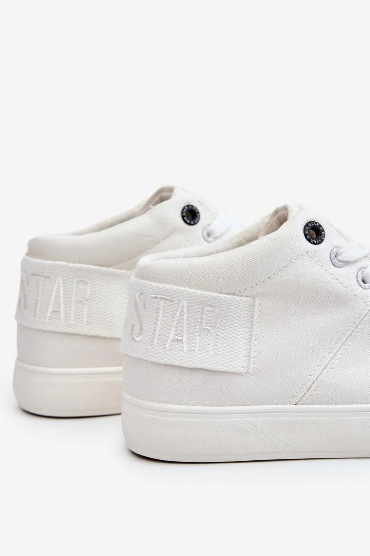 Clearance Big Star Shoes Damskie Klasyczne Wysokie Trampki Big Star LL274002 Białe Biały