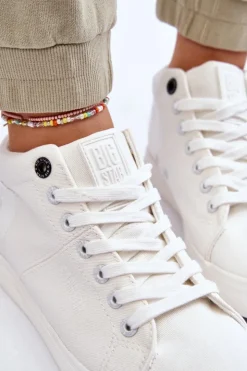 Clearance Big Star Shoes Damskie Klasyczne Wysokie Trampki Big Star LL274002 Białe Biały