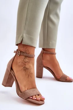 Discount Evento Damskie Klasyczne Zamszowe Sandały Brązowe Passo