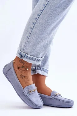 Boto Mokasyny Damskie Zamszowe*Damskie Klasyczne Zamszowe Mokasyny e Corinell Niebieski