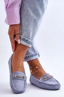 Boto Mokasyny Damskie Zamszowe*Damskie Klasyczne Zamszowe Mokasyny e Corinell Niebieski