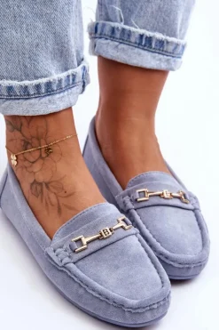 Boto Mokasyny Damskie Zamszowe*Damskie Klasyczne Zamszowe Mokasyny e Corinell Niebieski