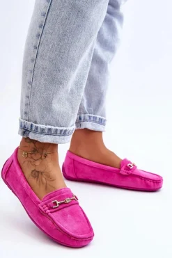 Clearance Boto Damskie Klasyczne Zamszowe Mokasyny Różowe Corinell Różowy