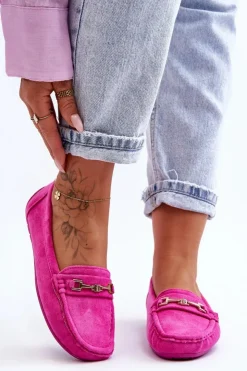 Clearance Boto Damskie Klasyczne Zamszowe Mokasyny Różowe Corinell Różowy