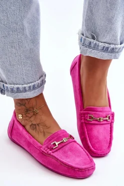 Clearance Boto Damskie Klasyczne Zamszowe Mokasyny Różowe Corinell Różowy