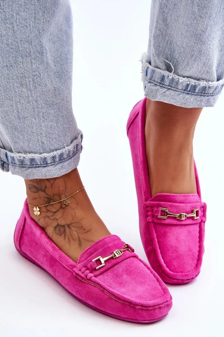 Clearance Boto Damskie Klasyczne Zamszowe Mokasyny Różowe Corinell Różowy