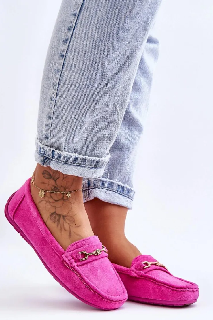 Clearance Boto Damskie Klasyczne Zamszowe Mokasyny Różowe Corinell Różowy