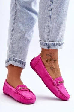 Clearance Boto Damskie Klasyczne Zamszowe Mokasyny Różowe Corinell Różowy