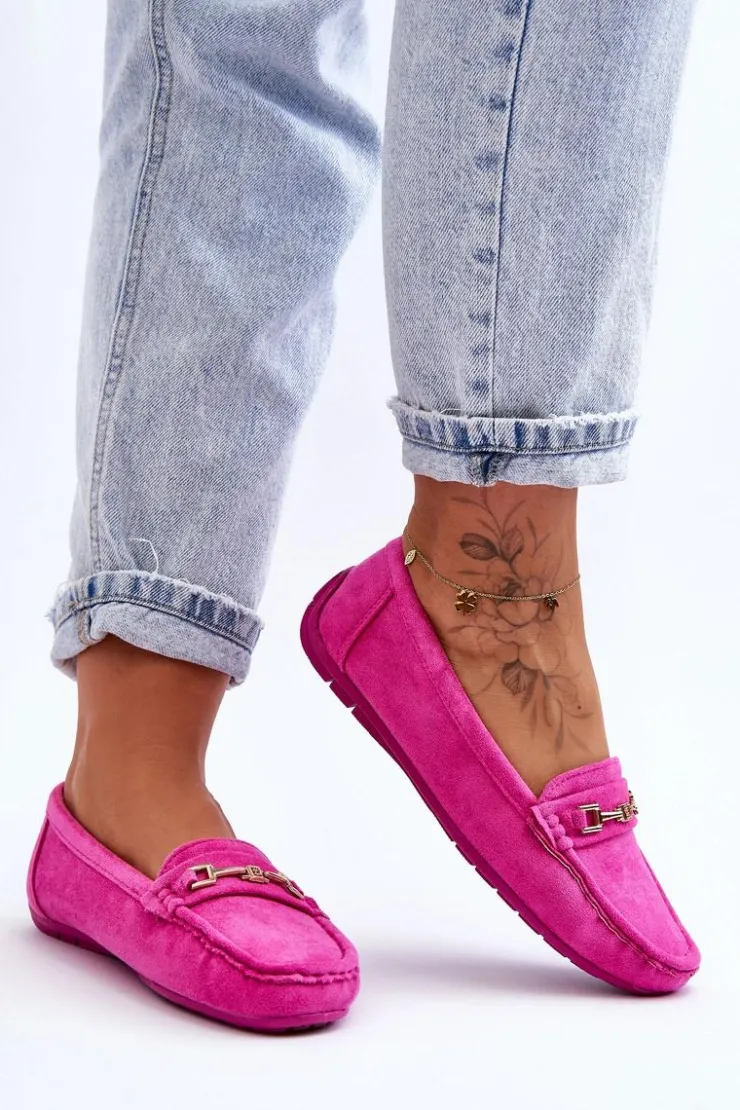 Clearance Boto Damskie Klasyczne Zamszowe Mokasyny Różowe Corinell Różowy