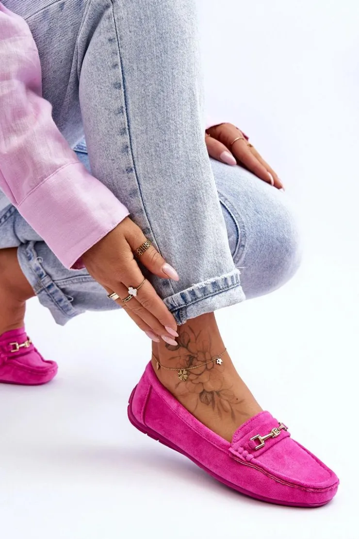 Clearance Boto Damskie Klasyczne Zamszowe Mokasyny Różowe Corinell Różowy