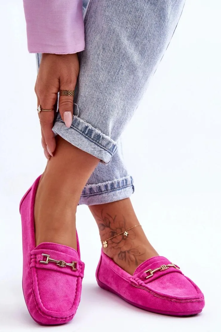Clearance Boto Damskie Klasyczne Zamszowe Mokasyny Różowe Corinell Różowy