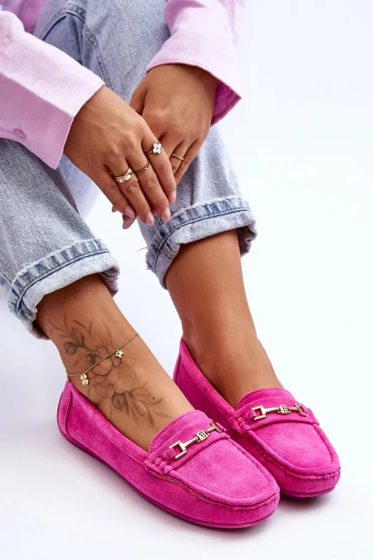 Clearance Boto Damskie Klasyczne Zamszowe Mokasyny Różowe Corinell Różowy