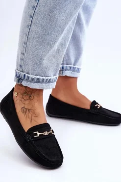 Boto Mokasyny Damskie Zamszowe*Damskie Klasyczne Zamszowe Mokasyny Czarne Corinell