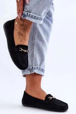 Boto Mokasyny Damskie Zamszowe*Damskie Klasyczne Zamszowe Mokasyny Czarne Corinell